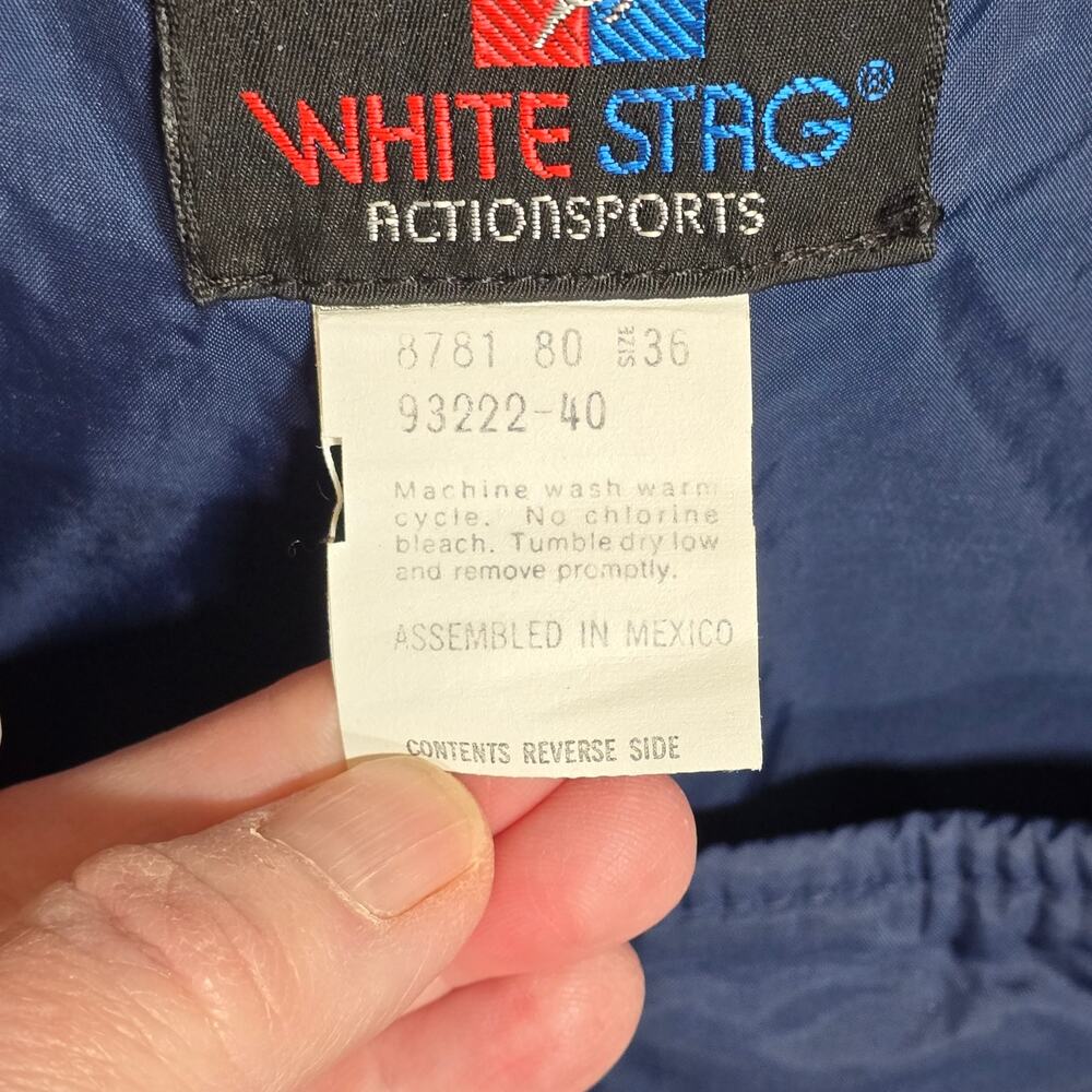 Vintage White Stag Action Sports Ski Bib Snow Pants Sz 36 Navy Blue Winter Wear